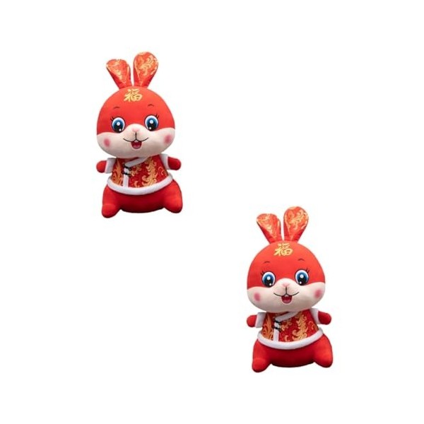 ibasenice 2 Pièces Poupée Lapin Costume Tang Lapin en Peluche Figurines du Zodiaque Chinois Lapin Peluche Lapin Zodiaque Lan