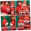 ibasenice 2 Pièces Poupée Lapin Costume Tang Lapin en Peluche Figurines du Zodiaque Chinois Lapin Peluche Lapin Zodiaque Lan