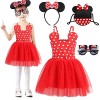 Tulle Robe Minnie Enfant Fille Deguisement Robe de Princesse Rouge Jupe à Pois Bébé Fille avec Bandeau Carnaval Cosplay Costu