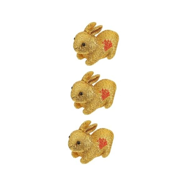 ibasenice 3 Pièces Poupée Zodiaque Chinois Animaux en Peluche Lapin Chanceux en Peluche Feng Shui Lapin Statue Chanceux Anima