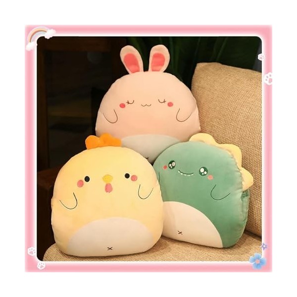 EacTEL Mignon Chat Oreiller Lapin en Peluche Animal en Peluche Dinosaure Kawaii Shiba Inu Doux Sieste Oreiller avec Couvertur