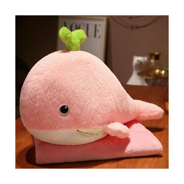 EacTEL Nouvelle baleine en peluche animal poisson oreiller couverture enfants poupée hiver jouet fille cadeau décoration mais