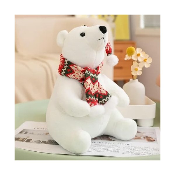 SaruEL Mignon Ours Polaire en Peluche Kawaii Noël Style Ours Oreiller Peluche Animal Cadeau pour Les Enfants 45cm 3