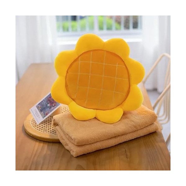 NOpinz Animal Fleur Peluche Oreiller Main Chaud avec Couverture Doux Bande Dessinée Tapis De Couchage Maison Articles Fille C