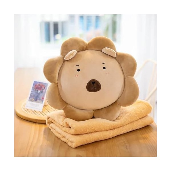 NOpinz Animal Fleur Peluche Oreiller Main Chaud avec Couverture Doux Bande Dessinée Tapis De Couchage Maison Articles Fille C