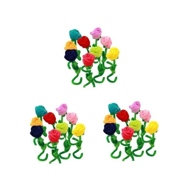 ibasenice 18 Pcs Jouets Pliables Jouets De Fleurs Le Jouet Rose Jouet Bebe Rose Jouet Pompons De Porcistas Fleur en Peluche F