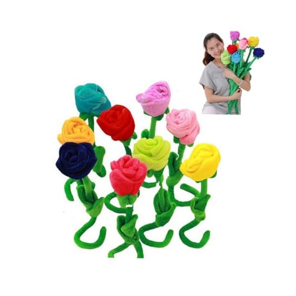 ibasenice 18 Pcs Jouets Pliables Jouets De Fleurs Le Jouet Rose Jouet Bebe Rose Jouet Pompons De Porcistas Fleur en Peluche F