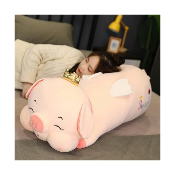 Ange Mignon Couché Cochon Jouets en Peluche Peluche Animal Sourire Couronne Cochon Coussin D’Oreiller pour Filles Anniversair