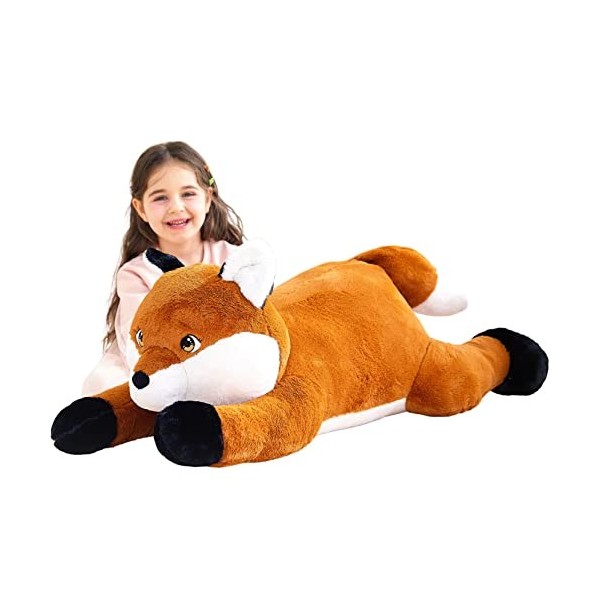 IKASA Peluche Renard Géant Animal Jouets,78cm Grand Renard Mignon Moelleux Peluche Grosse Animaux Adorable,Cadeaux pour Les E