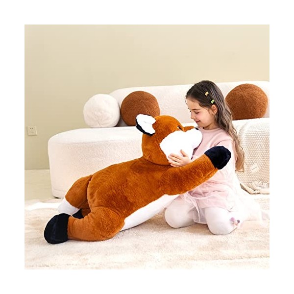 IKASA Peluche Renard Géant Animal Jouets,78cm Grand Renard Mignon Moelleux Peluche Grosse Animaux Adorable,Cadeaux pour Les E