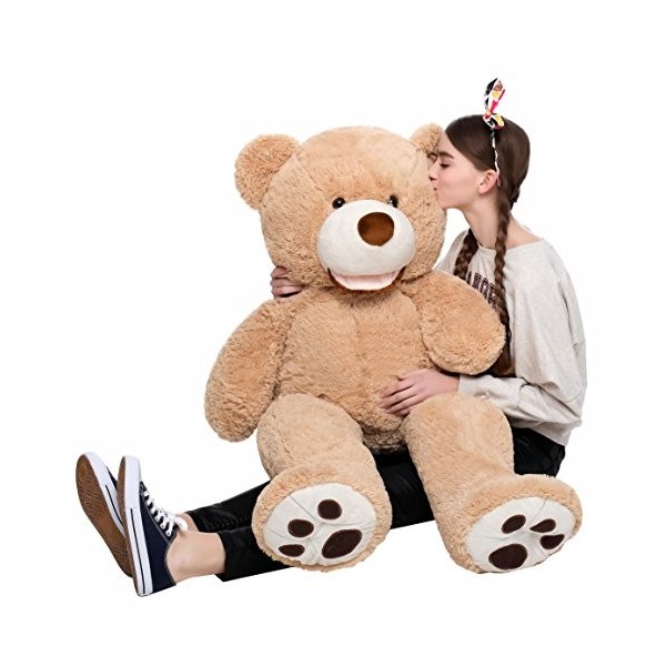 MorisMos Ours en Peluche Geant, 100cm Brun Clair Peluche Géante Kawaii Nounours Geant Animaux en Peluche Grosse Jouet Grand T