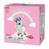 YH YUHUNG Jouet Licorne avec Laisse - Allume la Corne de Licorne, Marche, Hochement, Aboie et Remue Sa Queue - Peluche Licorn