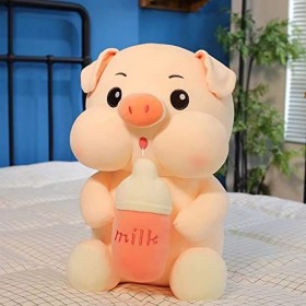LANKYBOX Peluche Peluche Animal Peluche Jouet Doux Kawaii bébé Cochon Boire Lait poupée en Peluche Rose décoration Coussin da
