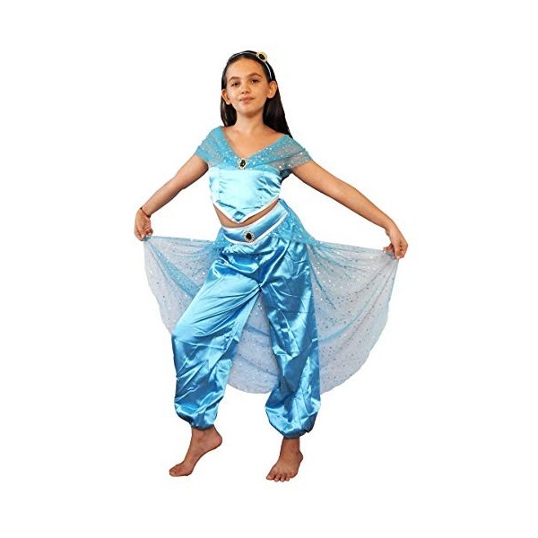 Costume de fille de jasmin - princesse - arabe - déguisement - odalisque - carnaval - hallowen - cosplay - fille - idée cadea