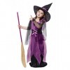 Costume sorcière fille violet noir halloween carnaval taille l 6 7 ans idée cadeau pour les fêtes