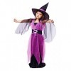 Costume sorcière fille violet noir halloween carnaval taille l 6 7 ans idée cadeau pour les fêtes