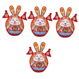 PRETYZOOM 4 Pièces Année du Lapin en Peluche Lapins en Peluche Décor De Table Lapin en Peluche Garniture De Voiture Peluche B