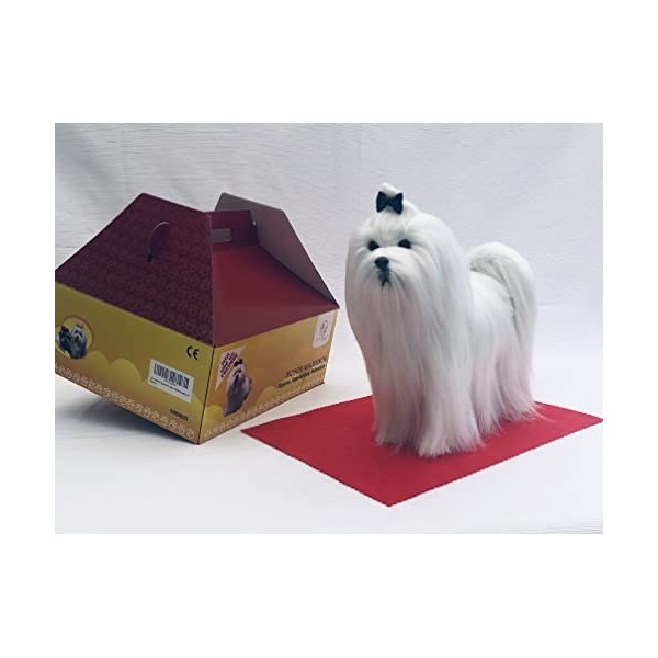 Genérico Figurine de collection et de décoration Chien réaliste de bichon maltais Animal jouet pour cadeau denfants et dadu