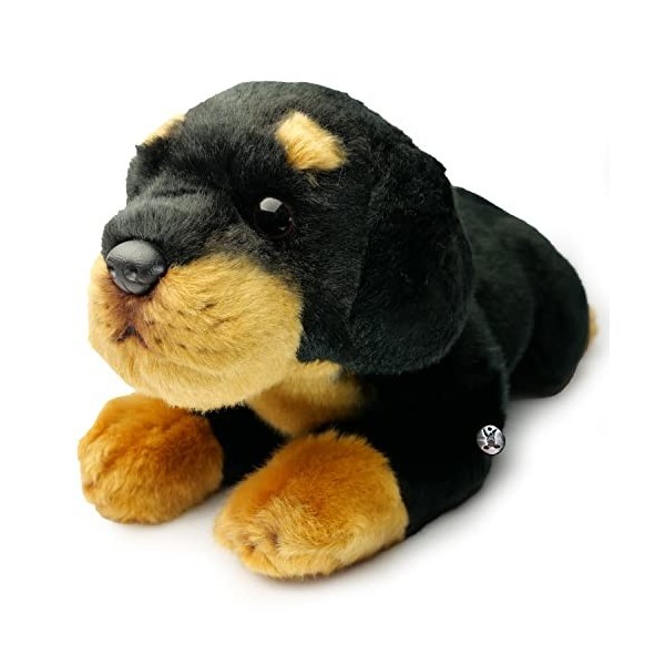 Rottweiler Brutus Peluche pour chien couché Noir/rouge