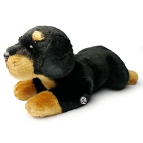 Rottweiler Brutus Peluche pour chien couché Noir/rouge