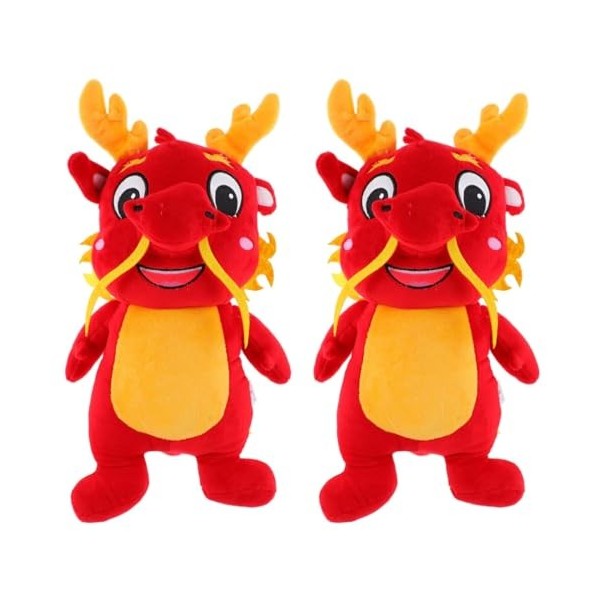 Toyvian 2 Pièces Jouet en Peluche Dragon Peluche Année Lunaire Décoration De La Fête du Printemps Ornement De Dragon en Peluc