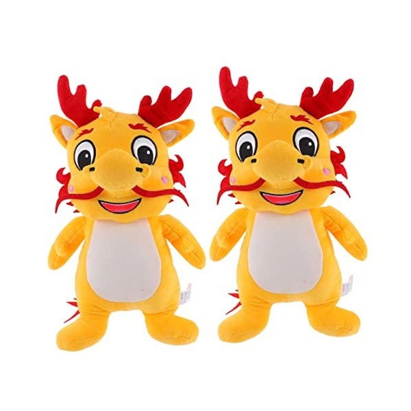 Toyvian 2 Pièces Jouet en Peluche Dragon Peluche Année Lunaire Décoration De La Fête du Printemps Ornement De Dragon en Peluc