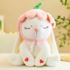 PaMut Fleur de pétale de pêche en Forme de Chapeau Coeur Rouge Lapin en Peluche Grands Yeux Lapin Peluche Jouet Mignon Cadeau