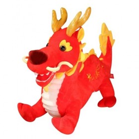 Vesone Poupée en Peluche Dragon Chinois, 2024 Année de lanimal en Peluche Dragon Debout, Peluches de Mascotte de Dragon de D