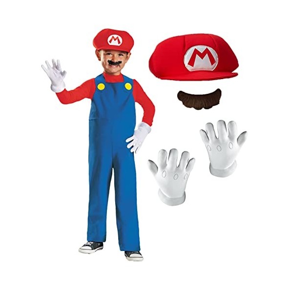 Disguise Nintendo Déguisement Mario Enfant, Déguisement Halloween Enfant Taille XS 2-4 ans 