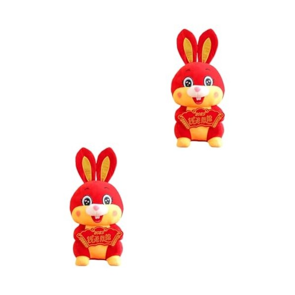 ibasenice 2 Pièces Figurines De Lapin Figurine De Bureau De Lapin À Câliner Jouet De Lapin du Nouvel an Chinois en Peluche Zo