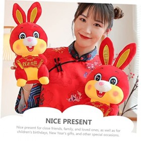 ibasenice 2 Pièces Figurines De Lapin Figurine De Bureau De Lapin À Câliner Jouet De Lapin du Nouvel an Chinois en Peluche Zo