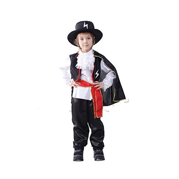 KIRALOVE Costume zorro carnaval enfant bandit chevalier halloweenidea cadeau pour les fêtes taille l - 7/9 ans cosplay