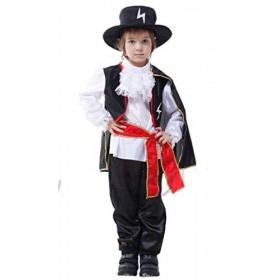 KIRALOVE Costume zorro carnaval enfant bandit chevalier halloweenidea cadeau pour les fêtes taille l - 7/9 ans cosplay