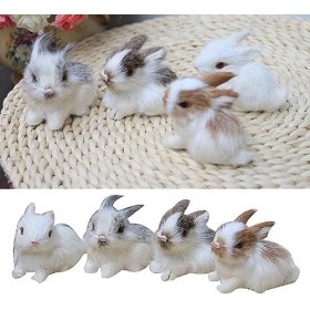 Katartizo Mini lapin en peluche réaliste - Modèle de simulation de lapin de Pâques - Cadeau danniversaire - Figurine de lapi
