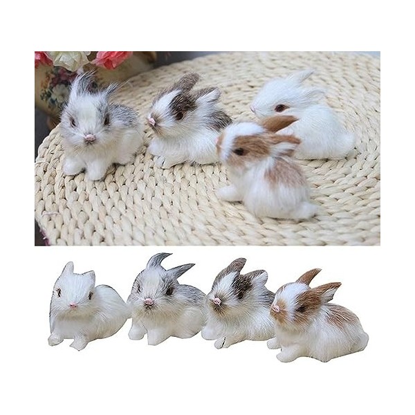 Katartizo Mini lapin en peluche réaliste - Modèle de simulation de lapin de Pâques - Cadeau danniversaire - Figurine de lapi