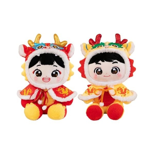 Amagogo Jouet en Peluche Dragon du Nouvel an Chinois 2024, Jouet de décoration, Animal en Peluche à câliner pour Enfants, Jou
