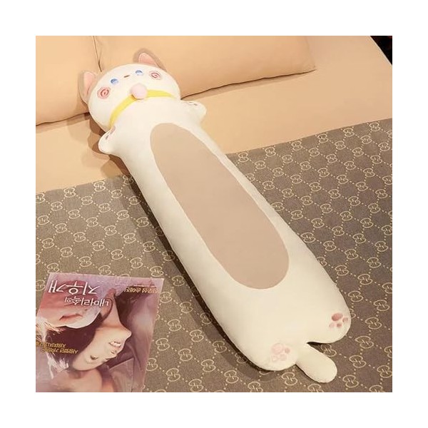 GagaLu Mignon Chat Long Oreiller en Peluche Jouet lit Sieste Oreiller Dessin animé Chaton en Peluche décoration de la Maison 