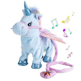 Abester Jouet en Peluche en Forme de Licorne ambulante Électrique Jouet Peluche, Laisse pour Chants Magiques Pony pour Enfant