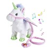 Abester Jouet en Peluche en Forme de Licorne ambulante Électrique Jouet Peluche, Laisse pour Chants Magiques Pony pour Enfant