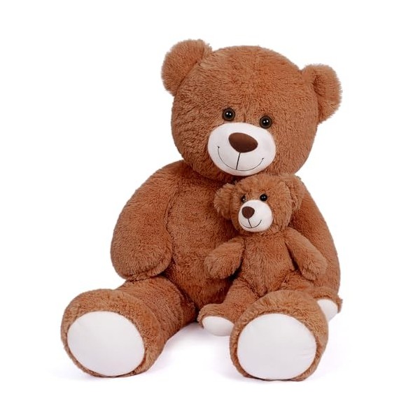 FAVOSTA Ours en peluche géant avec un petit ours en peluche - Cadeau pour enfants - Marron foncé