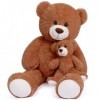 FAVOSTA Ours en peluche géant avec un petit ours en peluche - Cadeau pour enfants - Marron foncé