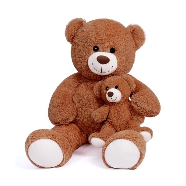 FAVOSTA Ours en peluche géant avec un petit ours en peluche - Cadeau pour enfants - Marron foncé