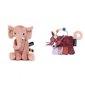 Ptipotos by les Déglingos - Peluche Dimoitou léléphant rose - doudou original - Doudou idéal dès la naissance - rose & Hoche