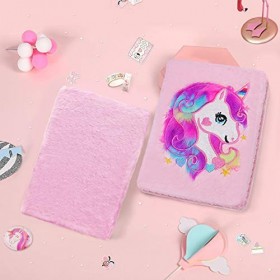 Kqpoinw Peluche Licorne Carnet Magique Journal pour Fille Belle Licorne Carnet de notes moelleux 160 pages pour écrire et des