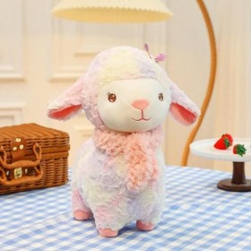 NOpinz Mignon Arc en Ciel Mouton Laine Jouet Animaux en Peluche Mignon coloré Agneau poupée fête décoration Kawaii Enfants Jo
