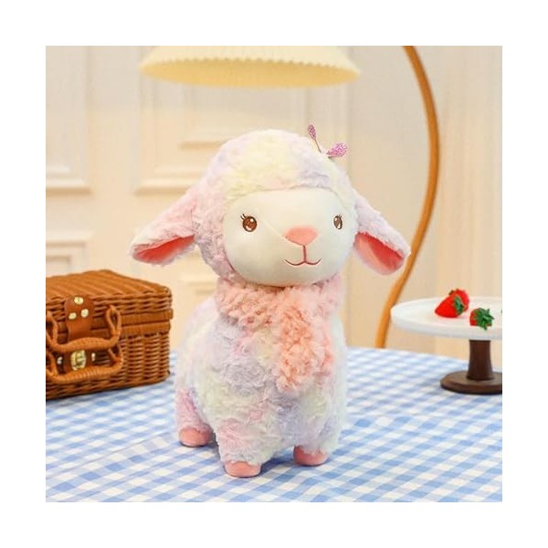 NOpinz Mignon Arc en Ciel Mouton Laine Jouet Animaux en Peluche Mignon coloré Agneau poupée fête décoration Kawaii Enfants Jo