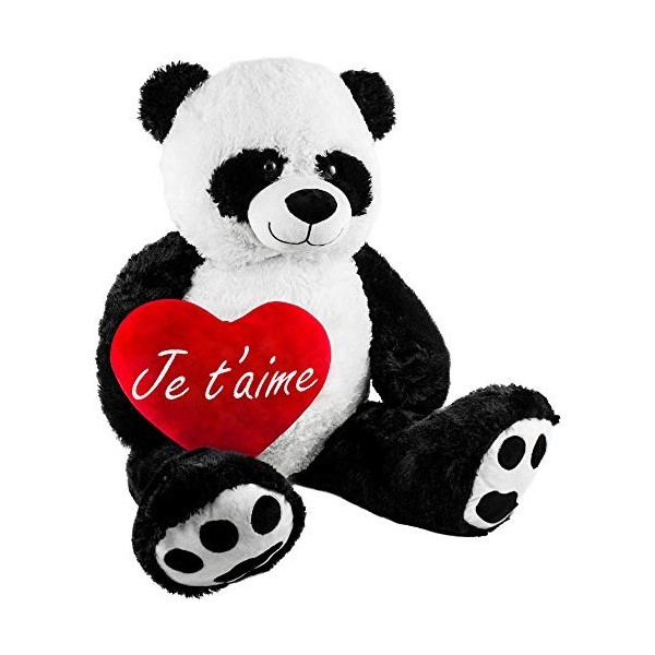 BRUBAKER Peluche géante XXL - Panda Nounours - 100 cm - Cœur en Peluche Je taime Inclus