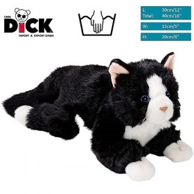 Carl Dick Peluche Chat Noir-Blanc, 30cm, 40cm de Longueur Totale 3558