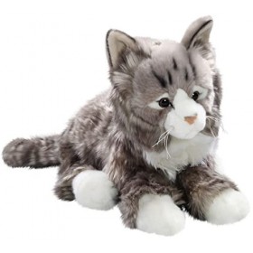 Carl Dick Peluche Chat Peluche couché tigré Gris, 37cm 1887