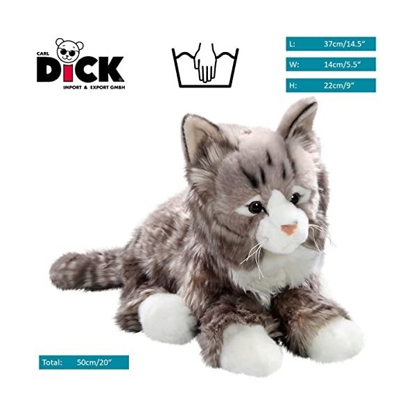 Carl Dick Peluche Chat Peluche couché tigré Gris, 37cm 1887